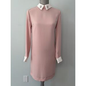 Victoria Beckham x Target Blush Pink Bunny Collared Long Sleeve Dress size Small
